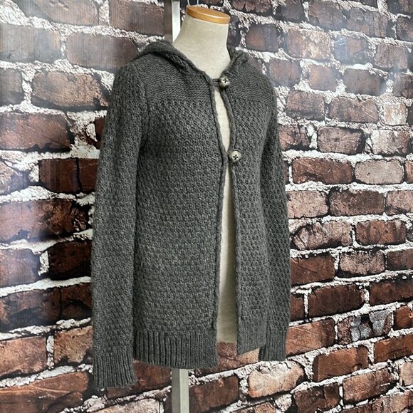 Elisabetta Collection Sweater Cardigan Coatigan Hood Button Knit Gray Size Small - Picture 8 of 16